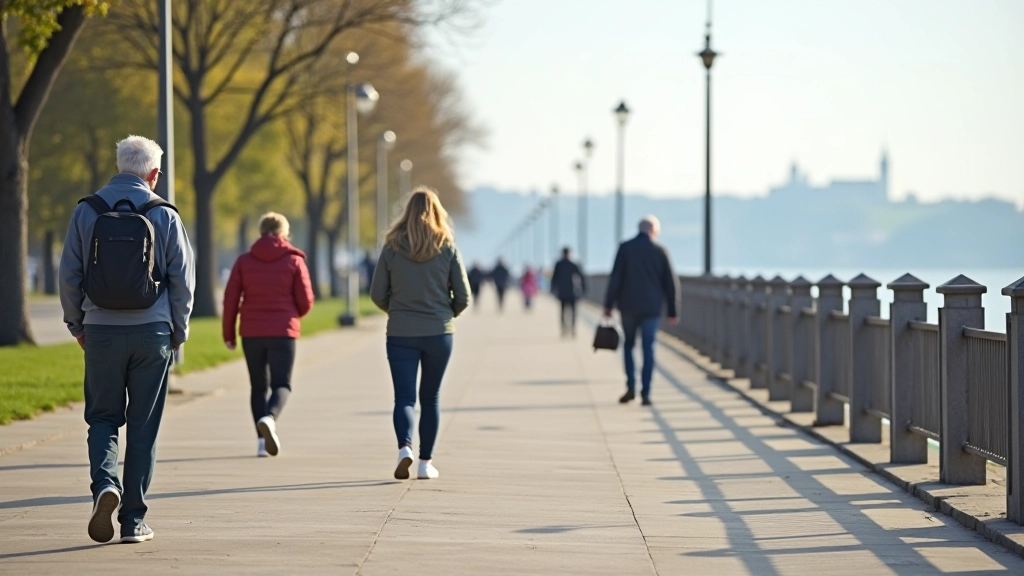 Rannapromenaad Pärnus, pikkvaatepilt merer rannikul
